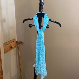 Pretty Turquoise Flowered Scarf